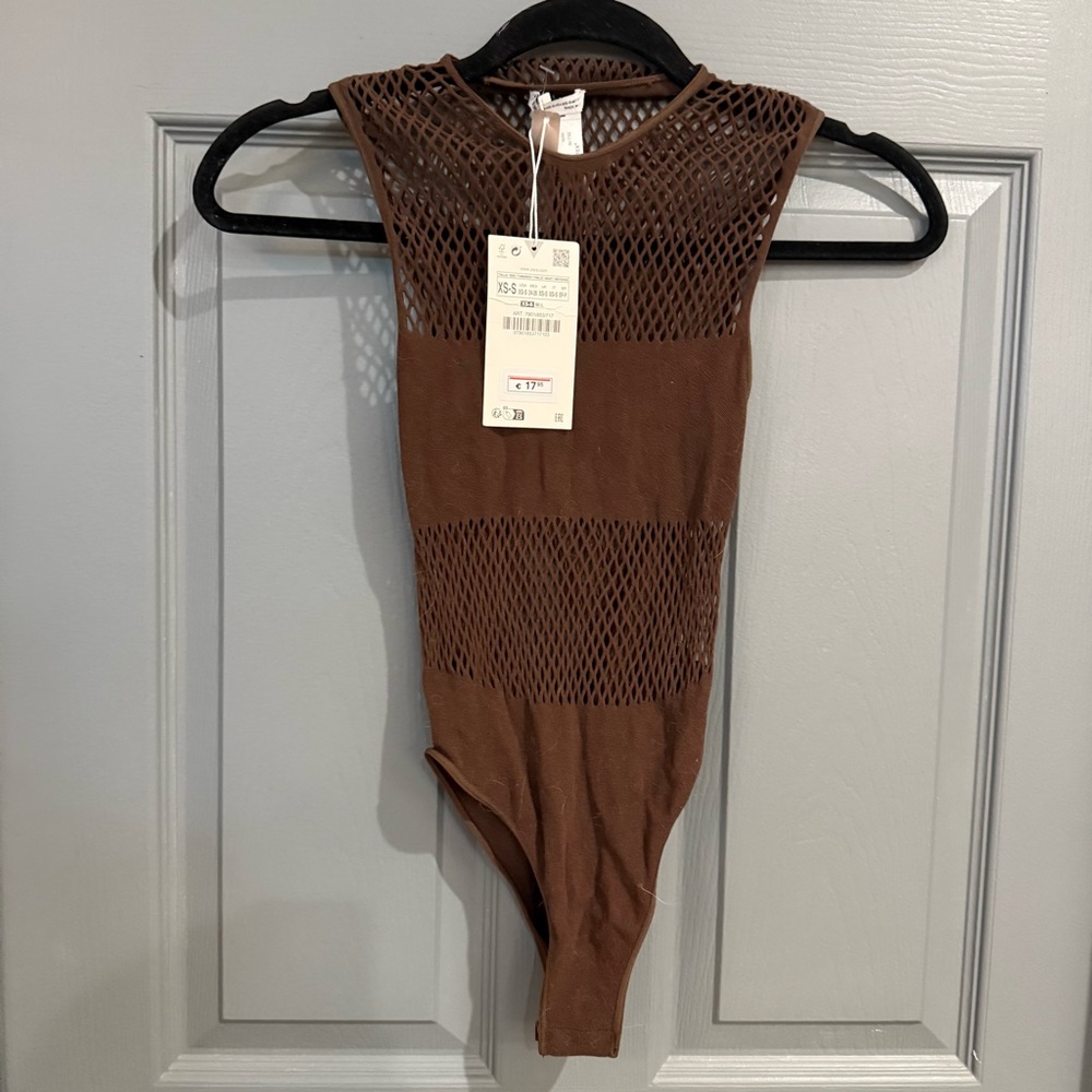 Zara Brown Mesh Kids Bodysuit